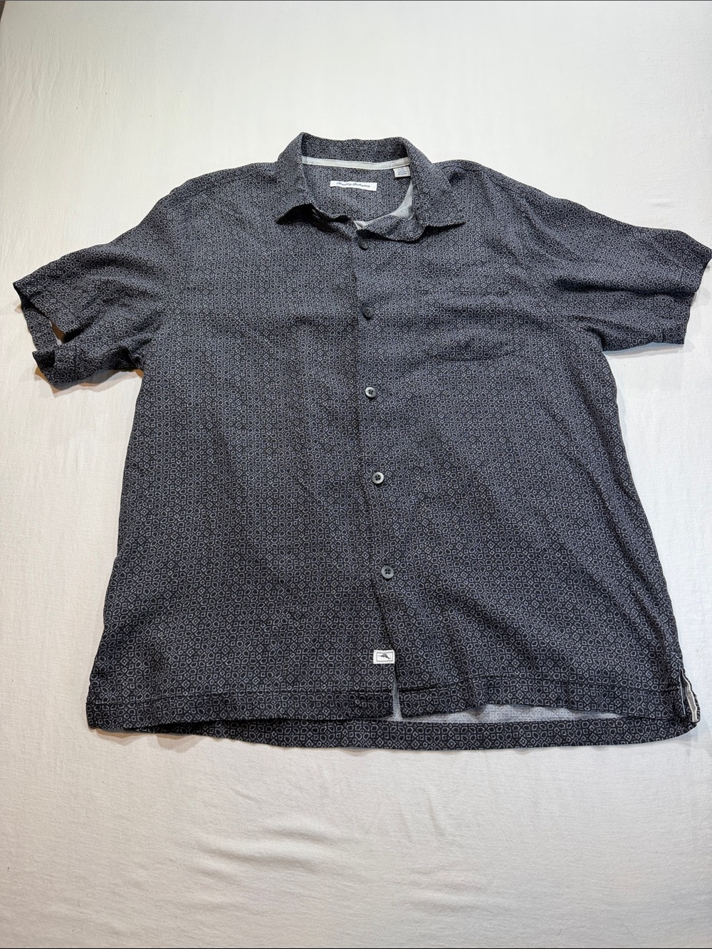 Tommy Bahama Dark blueShort-Sleeve Button-Down Shirt 100% silk